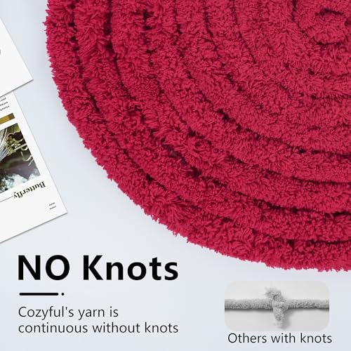 Cozyful Chunky Yarn for Hand Knitting - #10 Chunky Chenille Yarn, Jumbo Big Thick Chunky Yarns for Crocheting, Super Bulky Chunky Knit Blanket Yarns, 8 Skein (22 yds 8 oz Each Skein), Cherry Red - color: Cherry Red