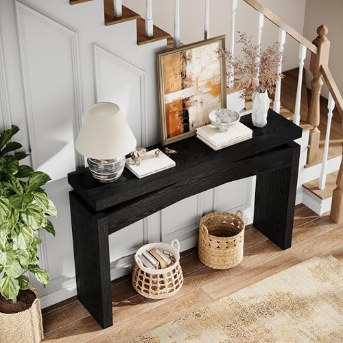 Celaform Console Table for Entryway, 47.2 Inch Long Sofa Table Behind Couch, Farmhouse Wood Style Accent Foyer Entrance Tables for Living Room, Hallway, Easy Assembly (Black) - color: Black