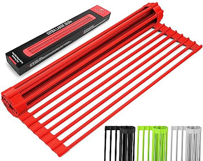 Zulay Kitchen Large Roll Up Dish Drying Rack - Heavy Duty Silicone Wrapped Steel Rods Over Sink Dish Drying Rack - Versatile Roll Up Sink Drying Rack & Trivet - Red,20.5 inches x 13 inches - color: Scarlet Red