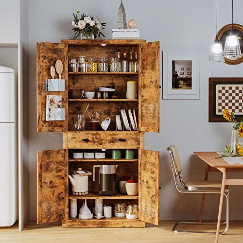 IRONCK Storage Cabinet with Drawers and Doors for Living Room and Entryway | Open Shelves, Adjustable shelves, Organized essentials - color: Vintage Brown