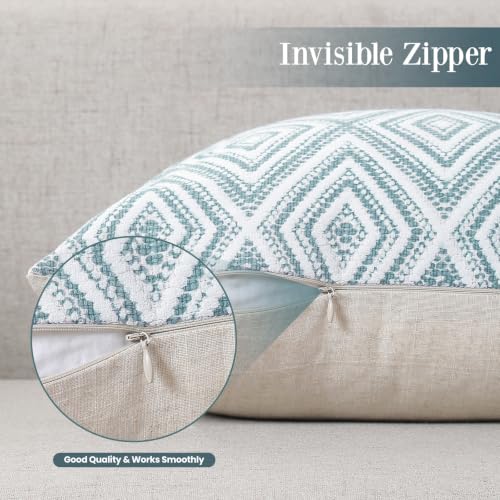 HPUK Throw Pillow Covers 18x18, Set of 4, Blue Textured Couch Pillow Covers | Polyester fabric, patterned and solid designs, hidden zippers, machine washable, for sofas and beds, inserts not included - color: Blue, size: 18" x 18" (Pack of 4)