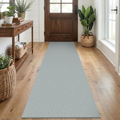 Washable Runner Rug, Non Slip Kitchen Rug, 2x7 Ft, Turquoise/Gray | Washable Braided Runner Carpet, Non Slip Rubber Dot Backed, For Hallway, Kitchen, Entryway, Bedroom, Laundry Room, Foyer - color: Turquoise/Gray, size: 2' x 7' (Rectangular)