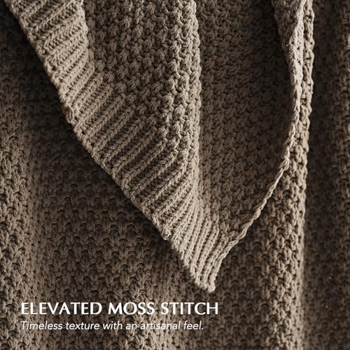EVERGRACEHOME Chunky Chenille Knit Throw Blanket, 90 x 90, Mocha Brown | Sculpted Moss Stitch, Chic Modern Farmhouse, All-Season Warmth, OEKO-TEX® Certified, Oversized Queen for Couch, Bed, Sofa - color: Mocha Brown, size: 90" X 90"