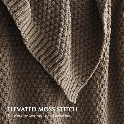 EVERGRACEHOME Chunky Chenille Knit Throw Blanket, 108x92, Mocha Brown | Sculpted Moss Stitch, Chic Modern Farmhouse, All-Season Warmth, OEKO-TEX® Certified, Oversized King for Couch, Bed, Sofa - color: Mocha Brown, size: 108" X 92"