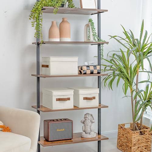 StorageWorks Fabric Storage Bins with Lids, Closet Storage Bins | Lidded Dust-proof, Easy Pull Handles, Foldable, Stackable, Ideal for Clothes Blanket Towel, Medium, Ivory, 3-Pack - color: Ivory, size: Medium