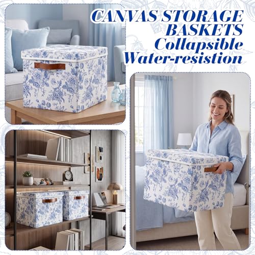 2 Pack Large Storage Bins, Lidded, 14x10x9.5 Inch, Blue - size: 14x10x9.5 Inch, style: Lidded