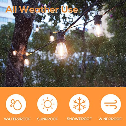 SUNTHIN Outdoor String Lights, 96FT Patio Lights with 32 LED Shatterproof Bulbs, Hanging for Outside, Garden, Backyard, Deck, Porch, Fence, Bistro, Pool, Party - color: Black