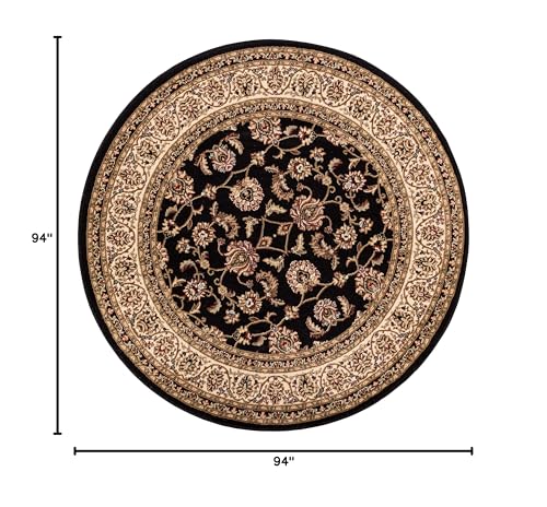Well Woven Barclay Collection Sarouk Black 8 ft Round Rug - for Living Room, Bedroom, and Dining Room - color: Black, size: 7'10" (Round)