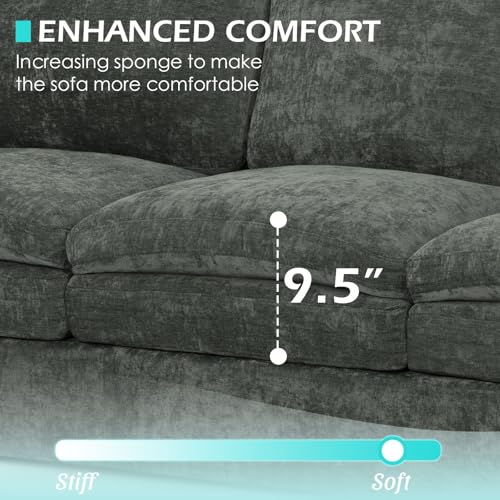 3 Pieces Chenille Sofa Set w/Two Arm Pillows, Grey | Upholstered 2 Pieces Loveseat & 3-Seater Sofa w/Soft Cushions, Modern 2-Seat & 3-Seat w/High-Density Foam for Living Room - color: Grey, size: 69" & 69" & 89" Sofa Set