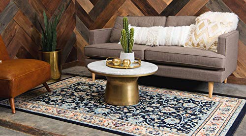 Unique Loom Sialk Hill Collection Area Rug - Washington (2' 2" x 3' 1" Rectangle, Navy Blue/ Cream) - color: Navy Blue/Cream, size: 2'2" x 3'1" (Rectangular)