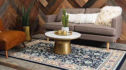 Unique Loom Sialk Hill Collection Area Rug - Washington (2' 2" x 3' 1" Rectangle, Navy Blue/ Cream) - color: Navy Blue/Cream, size: 2'2" x 3'1" (Rectangular)