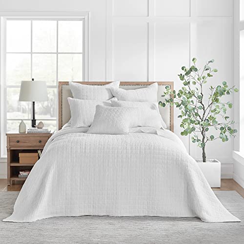 Levtex Home Mills Waffle Twin Bedspread Set (84x104in) with 1 Pillow Sham (26x20in) - Bright White - 100% Cotton Twin Size Bedspread Set - Lightweight, Soft, Pre-Washed - color: Bright White, size: Twin Bedspread