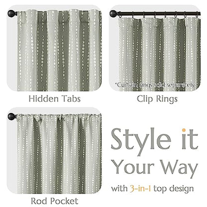 jinchan Boho Blackout Curtains 63 Inch Length Moon Phase Printed Drapes | Grey Farmhouse Curtains for Bedroom Living Room Back Tab Rod Pocket Drapes Room Darkening Window Treatments 2 Panels - color: Luna | Grey, size: 52"W x 63"L (Pack of 2)