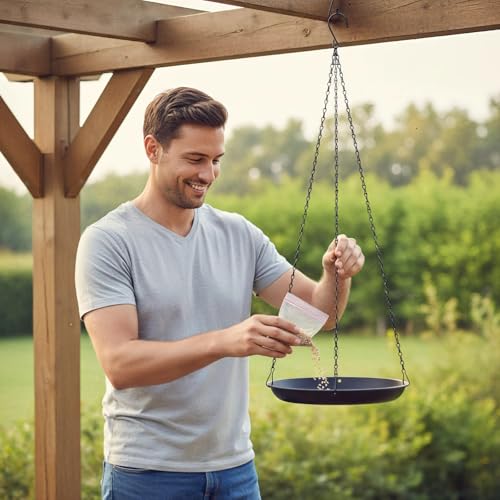 Hanging Planter for Indoor Outdoor, Plant Hanger, Hanging Plant Tray | Hanging Plant Holder, Plant Pot Shelf Basket for Window, Wall, Ceiling, Garden, with Chains and Hooks, 2Pcs, Round - style: Round