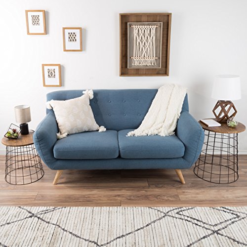 Lavish Home End Tables - Round Nesting Tables Set of 2, Brown/Black | 17.5”/15.5” Side Tables with Removable Wood Tops & Metal Basket Bases for Blanket Storage, Living Room, Bedroom & Home Office - color: Brown Round