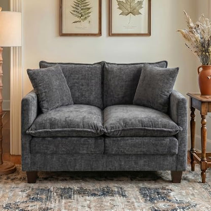 50" Love Seat, Small Cloud Sofa Couch with 2-Layer Cushion & 27" Deep Seat, 2 Pillows for Small Spaces, Bedroom, Apartment, Office, Living Room, in a Box, Grey - color: Grey, size: Loveseat