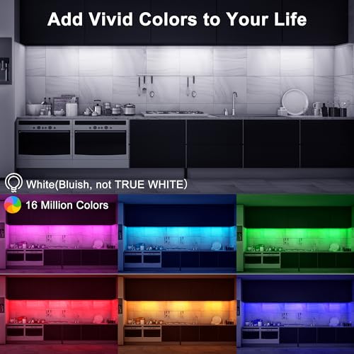 Maylit 3 PCS 12-inch Plug-in Under Cabinet Lights, Ultra-Thin | Multicolor Dimmable Lighting for Kitchen Cabinets, Counters, Workbenches, Desks and Shelves - color: Multicolor, size: 3 Pack