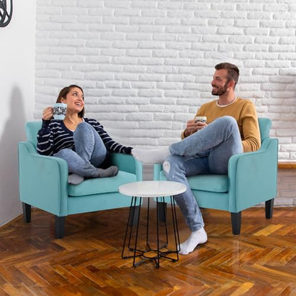 VINGLI Accent Chairs for Living Room Mid Century Modern Chair Sofa Chair Upholstered Arm Chair with Scooped Arms for Bedroom, Apartment, Office, Studio, Waiting Room, Play Room - color: Teal Blue