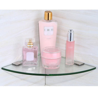 Bathroom Corner Shelf Wall Mount Glass Triangle Rack 7.8 Inch Floating Storage Holder for Shower and Bathroom Organization