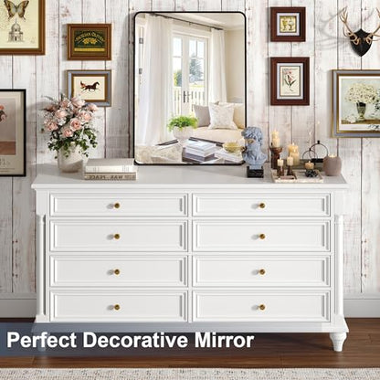Krymnar 30"x22" Bathroom Vanity Mirror Over Sink, Black Rectangular Aluminum Frame with Rounded Corner(Small-Radius), HD Shatterproof Glass & Rust-Proof Wall Mirror for Bedroom, Living Room, Entryway - size: 30"L x 22"W