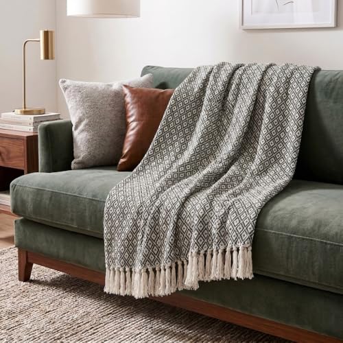 Americanflat 50x60 Throw Blanket - Soft and Breathable Cotton Throw Blanket for Couch, Bed, Chair - Decorative Blankets Perfect for Home, Office, or Outdoor Use - Black and Cream Mini Diamond Design - color: Omala Black and Cream Mini Diamond