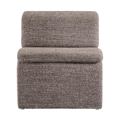 Modway Lume Curved Lounge Chair in Antique Boucle Fabric – Modern Upholstered Armless Accent Chair with Padded Cushion - Unique Slipper Chair for Bedroom or Living Room - color: Antique