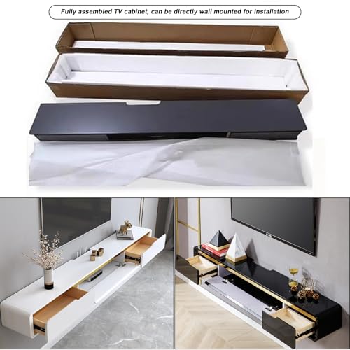 Solid Wood Floating TV Stand Wall Mounted, White, 63" Wall Mounted Entertainment Center Console, Hanging tv Media Shelf for Living Room, Bedroom (DSGWHITE-A, 63IN) - color: Dsgwhite-a, size: 63IN