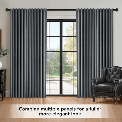 Deconovo Total Blackout Velvet Curtains 84 Inch for Bedroom & Living Room, Thermal Insulated Light Blocking Drapes with Hidden Tabs & Back Loops, Tiebacks Included, 50 x 84 Inch, Grey, 2 Panels - color: Velvet Total Blackout - Grey, size: 50"W x 84"L (Pac