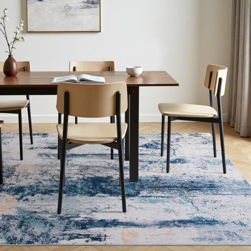 Toneed Abstract Area Rug Modern Washable Rug Soft Non Slip Rug Low Pile for Bedroom Living Room Dining Room Dusty Teal Grey 7x10 Feet - color: Dusty Teal Grey, size: 7' x 10' (Rectangular)