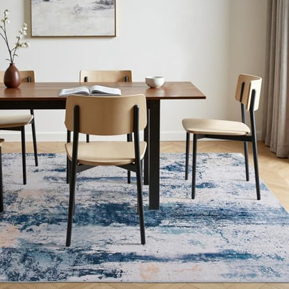 Toneed Abstract Area Rug Modern Washable Rug Soft Non Slip Rug Low Pile for Bedroom Living Room Dining Room Dusty Teal Grey 7x10 Feet - color: Dusty Teal Grey, size: 7' x 10' (Rectangular)