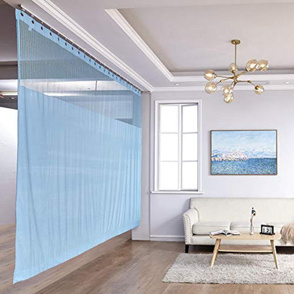 TWOPAGES 5ft Wide x 7ft Tall Flame Retardant Divider Curtains Privacy Cubicle Curtain with Grommet Top (1 Panel,Blue) - color: Blue, size: 60"W x 84"L (Pack of 1)