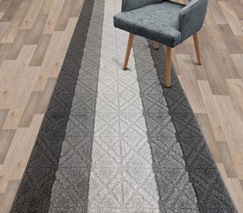 Custom Length Special Size Non-Slip Carpet Runner Rug for Long Narrow Hallways, Prevent Slippery Cold Floors, Triangles Grey, 25'' x 3' Doormat Size - color: Triangles / Grey, size: 2'1" x 3' (Rectangular)