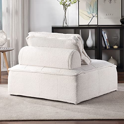 KEVINSPACE 41.3" Modular Sectional Sofa Couch, Armless Floor Chair with Black Legs and Pillow, Fabric Convertible Sofa, Variable Sectional Sofa for Living Room, Free Combination Gray White - color: 41.3" White