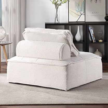 KEVINSPACE 41.3" Modular Sectional Sofa Couch, Armless Floor Chair with Black Legs and Pillow, Fabric Convertible Sofa, Variable Sectional Sofa for Living Room, Free Combination Gray White - color: 41.3" White