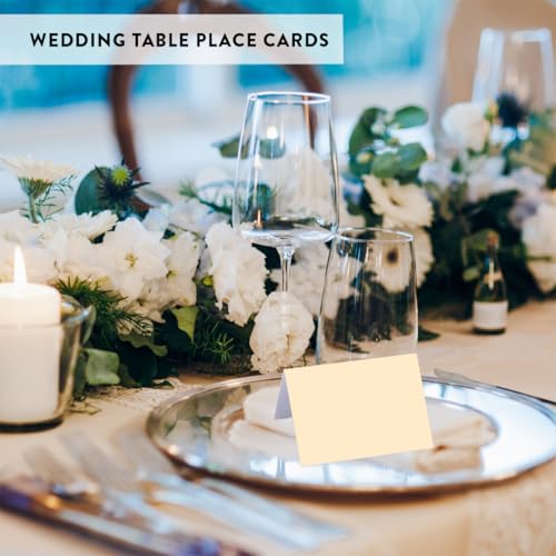 Andaz Press Table Tent Printable Place Cards, Ivory 20-Pack, Seat Placement Cards Blank Place Cards For Table Settings Name Cards for Baby Bridal Wedding Shower, School Graduation Food Cards - color: Blank Ivory