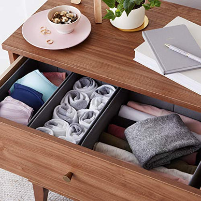 Amazon Basics Collapsible Cloth Drawer Organizer Boxes for Socks, Underwear and Baby Clothes, Storage Bins, Gray, Set of 6 - size: Set of 6