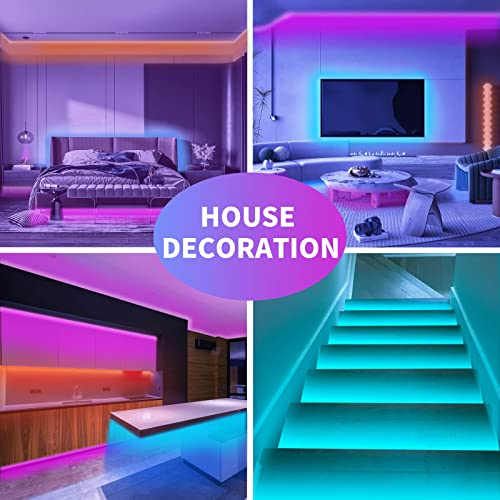 KSIPZE 100ft Led Strip Lights RGB Music Sync Color Changing Led Lights with Smart App Control Remote Led Lights for Bedroom Room Lighting Flexible Home Décor - size: 100 ft