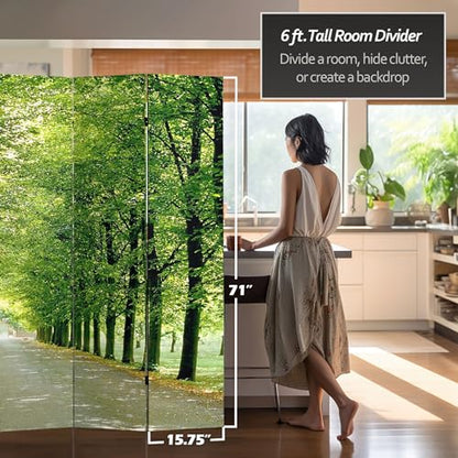 Red Lantern Double Sided Path of Life Canvas Folding Screen, 6 Foot - 6 Panel - size: 6 Foot - 6 Panel