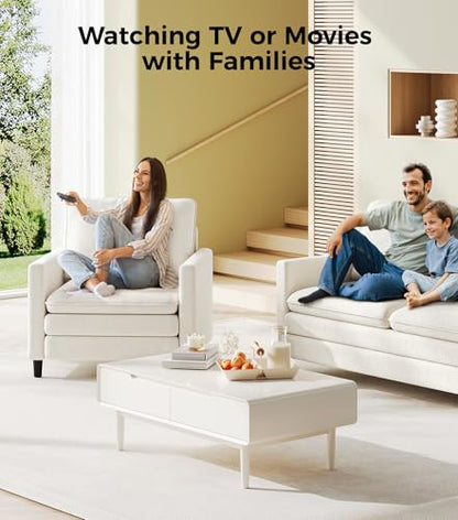 Welzona 3-Layers Cloud Accent Chair, 33" Reading Chair, Teddy Arm Chairs | Comfy Teddy Fabric, Washable Covers, Tool-Free Setup, All-wood Couch Chair for Living Room, Bedroom, Reading Nook, Beige - color: Beige, size: cloud chair