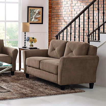 Studio Living Harrington 57.9" Loveseat, Transitional Modern, Pocket Coil Comfort, Easy Assembly, Microfiber Fabric, Brown - color: Brown, size: Loveseat
