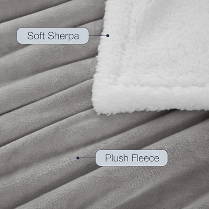 Casual Living Cal King Sherpa Blanket, Reversible Fleece, 108" x 90", Grey | Cozy Sherpa Reverse, Oversized Coverage, Guest & Master Bedroom Ready, Hypoallergenic, Washable, Year-Round Comfort - color: Grey, size: King 108 x 90-inch