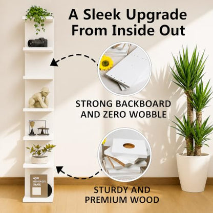 Lack Wall Shelf Unit with Extra Strong Backboard, Versatile 7 Tier Shelf Unit, White Lack Wall Shelf, Display Floating Shelf with LED Remote Control Light (White) - color: White