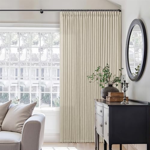 Beige Pinch Pleated Linen Curtains 126 Inches Long 2 Panels for Living Room Bedroom Memory Training Shaped Semi Sheer Pinch Pleat Drapes Hooks Rings Back Tab Light Filtering Window Curtain 40x126 - color: Linen, size: 40"W x 126"L (Pack of 2)
