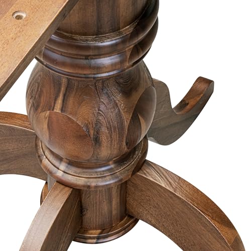 FE6-0N-TP Round Breakfast Table with Acacia Wood Top and Elegant Pedestal Base - Antique Walnut Finish - color: Fe6-0n-tp, size: 48x48 Inch