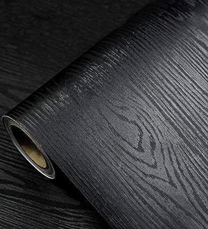 tiltil Black Wood Peel and Stick Wallpaper Wood Contact Paper 11.8"×78.8" | Self-Adhesive Wallpaper Removable Waterproof Wall Paper Vinyl for Countertop Furniture Kitchen Countertop Easy to Clean - size: 11.8" x 78.8"