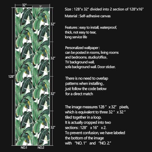 Banana Leaf Peel and Stick self Adhesive Wallpaper - 128''x32'' - color: X01, size: 128"x32"