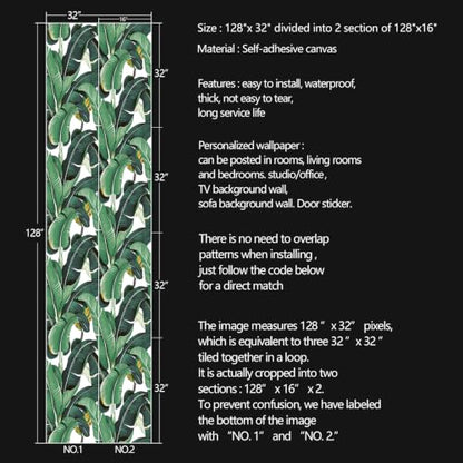 Banana Leaf Peel and Stick self Adhesive Wallpaper - 128''x32'' - color: X01, size: 128"x32"