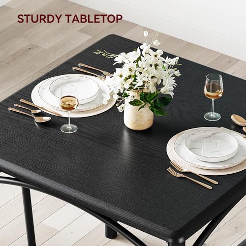 GarveeLife 3-Piece Dining Table Set for 2, Square Kitchen Table & Chairs | Upholstered, Space-Saving Square Kitchen Table Set, Compact Dining Room Furniture for Apartment, Studio - color: Black