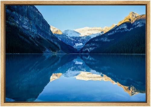 SIGNWIN Framed Canvas Wall Art Reflection of Mount Victoria in Lake Louise Landscape Wilderness Photography Modern Art Contemporary Scenic Dramatic for Living Room, Bedroom, Office - 16"x24" Natural - color: B10-2103-spl10, size: 24"L x 16"W