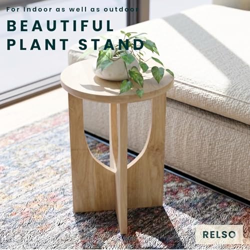 Relso Stupa Solid Wood End Table - 22" Tall Round Side Table, Natural Finish, Handcrafted, Effortless Assembly, Modern Look, Compact for Living Room or Bedroom, Space-Conscious Decor for Small Areas - color: Natural